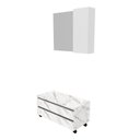 Ver imagem 2 de Gabinete Rodizio para Banheiro com Espelheira 80cm Branco/Marmorizado