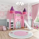 Ver imagem 7 de Conjunto Guarda Roupa e Cama com Escorregador Esquel Branco e Rosa com Colchão