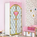 Ver imagem 6 de Conjunto Guarda Roupa e Cama com Escorregador Esquel Branco e Rosa com Colchão