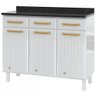 Balcão de Cozinha em Aço Diamante 3 Portas 3 Gavetas Branco 818108 - Telasul - 1
