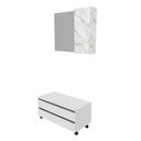 Ver imagem 2 de Gabinete Rodizio para Banheiro com Espelheira 80cm Branco/Marmorizado