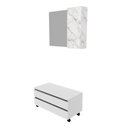 Ver imagem 2 de Gabinete Rodizio para Banheiro com Espelheira 80cm Branco/Marmorizado