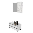 Ver imagem 4 de Gabinete Rodizio para Banheiro com Espelheira 80cm Branco/Marmorizado