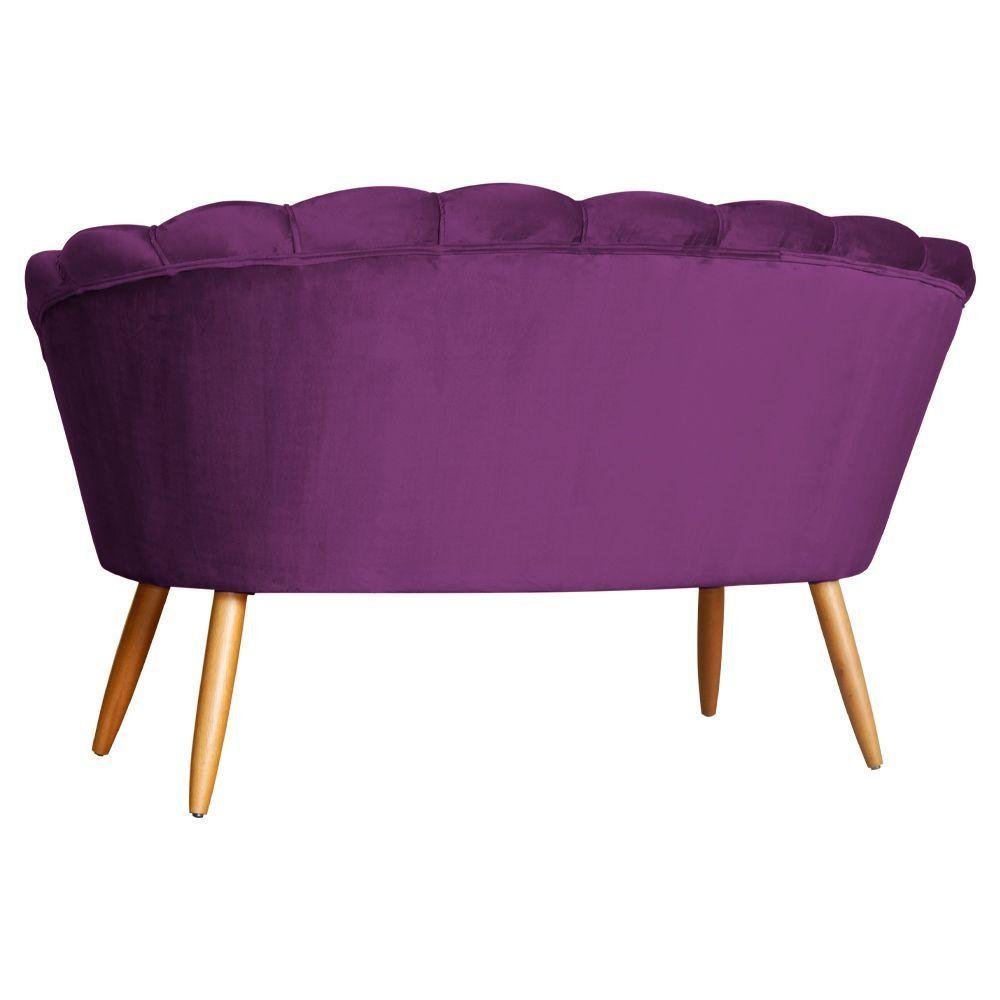 Namoradeira Poltrona Decorativa Pétala Pé Palito Veludo Roxo - Fm - 3