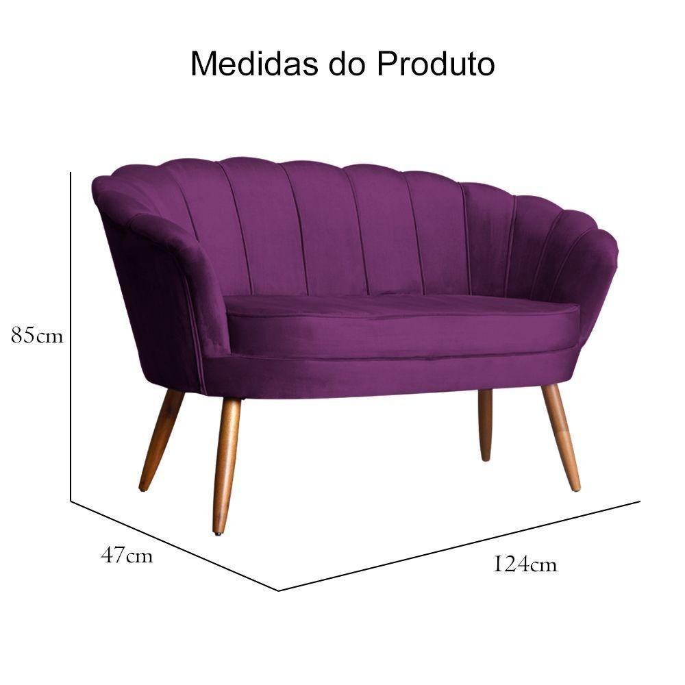 Namoradeira Poltrona Decorativa Pétala Pé Palito Veludo Roxo - Fm - 4