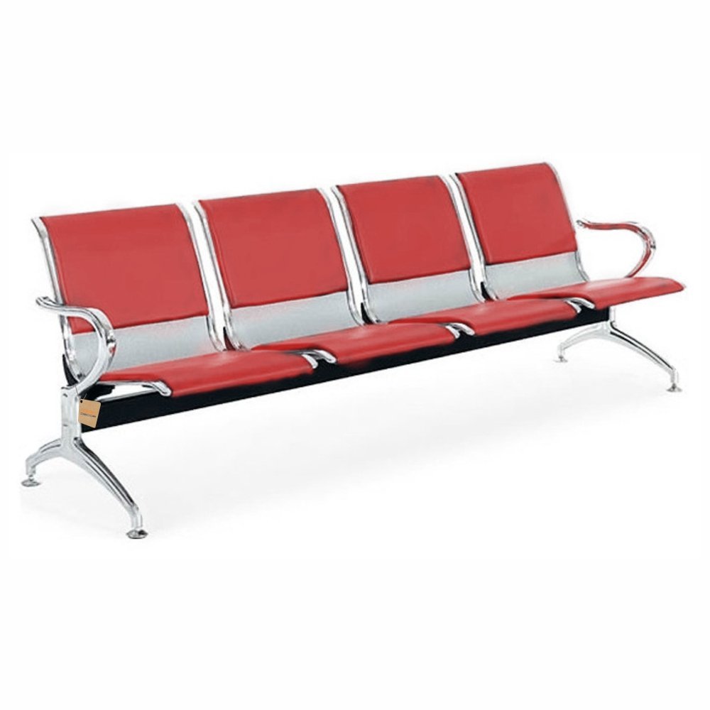 Cadeira Longarina 4 Lugares Com Estofado Colors: Vermelha - 1