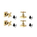 Ver imagem 1 de Kit 4 Acabamento para Registro Banheiro Cruzeta Quadrado Dourado Brilhante Chuveiro Padrão Docol