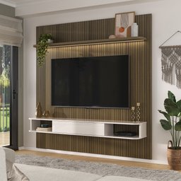 Painel para TV até 75 Polegadas Impressão 3D Ripado 1,83m Belluno - 1