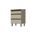 Ver imagem 3 de Balcão 60cm 3 Gavetas com Tampo 100% MDF Aurora Espresso Móveis Bege/Duna/Cristal