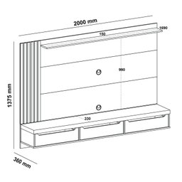 Painel para TV até 75 Polegadas 3 Gavetas 2m Presence - 4
