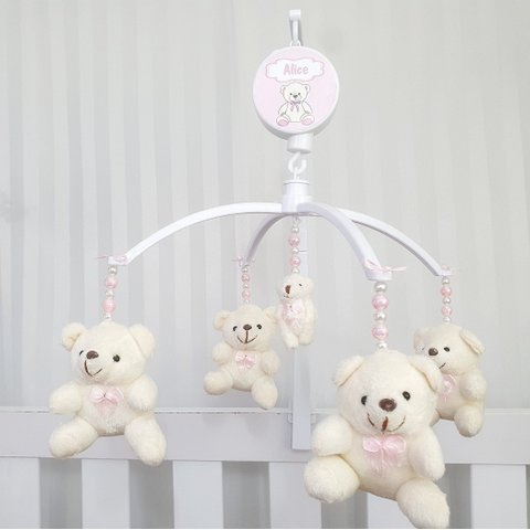 Mobile para Berço Musical Giratório Gravata Rosa