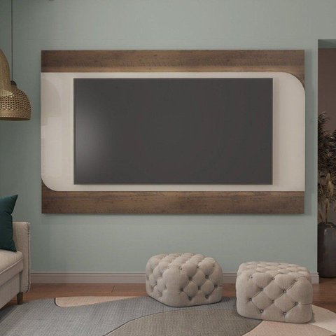 Painel para TV até 86 Polegadas MDF 220CMX136,8cm Suporte Elegance Artely Pinho/ Off White