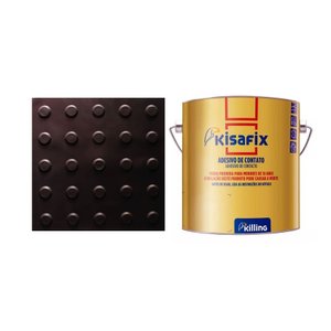 Piso Tátil Alerta Preto 25x25cm Pvc Kit 20pçs + 2 Cola 750g