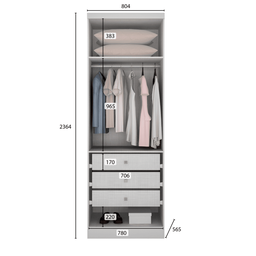 Modulado 2 Portas 3 Gavetas - Linea-branco - Móveis Novo Horizonte - 3