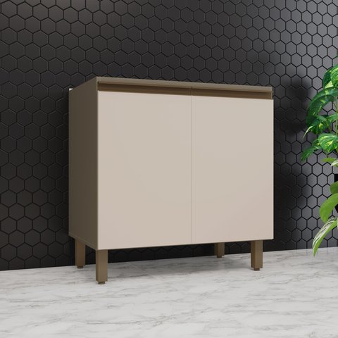 Balcão 80cm 2 Portas com Tampo 100% MDF Aurora Espresso Móveis