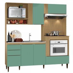 Cozinha Compacta Lara Plus 5 Portas 3 Gavetas Atacama/verde - Aramóveis - 2