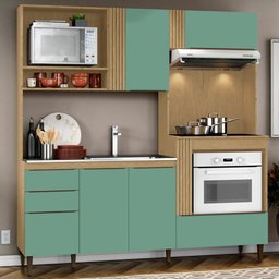 Cozinha Compacta Lara Plus 5 Portas 3 Gavetas Atacama/verde - Aramóveis - 1