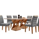 Ver imagem 2 de Conjunto Sala de Jantar Tampo 170x90cm Vidro/MDF Genova com 6 Cadeiras Smart Plus