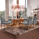 Ver imagem 1 de Conjunto Sala de Jantar Tampo 170x90cm Vidro/MDF Genova com 6 Cadeiras Smart Plus