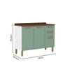 Balcão de Aço com Tampo 3 Portas 2 Gavetas Verde Bertolini - 2