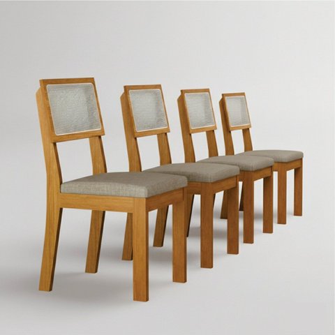 Conjunto 4 Cadeiras para Sala de Jantar MDF Flora Bege/Cinamomo/Palha