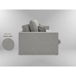 Sofá Tango 1,80m sem Caixa, Retrátil e Reclinável Linho Soft Prata - Netsofas - 4