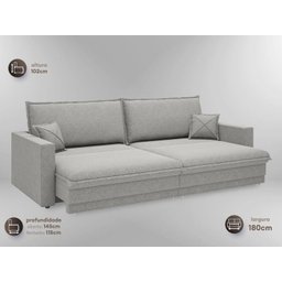 Sofá Tango 1,80m sem Caixa, Retrátil e Reclinável Linho Soft Prata - Netsofas - 5