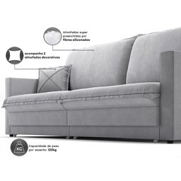 Sofá Tango 1,80m sem Caixa, Retrátil e Reclinável Linho Soft Prata - Netsofas - 6