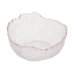 Bowl de Cristal de Chumbo Martelado C/ Borda Dourada 13x6,5 Cm