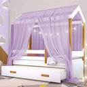 Ver imagem 3 de Cama Montessori Com Auxiliar Cordão Led E Dossel Lilás