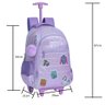 Kit Mochila Escolar Rodinhas Meninas Infantil Holográfica com Lancheira + Estojo + Chaveiro - Lilás - 2