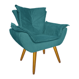 Conjunto 2 Poltronas Decorativas Estofadas Sala Comercial Apolo Suede Azul Turquesa - LM DECOR - 3