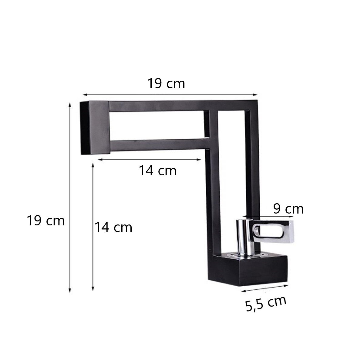 Torneira Banheiro Bico Moderno Design Criativo Preto Fosco - 6