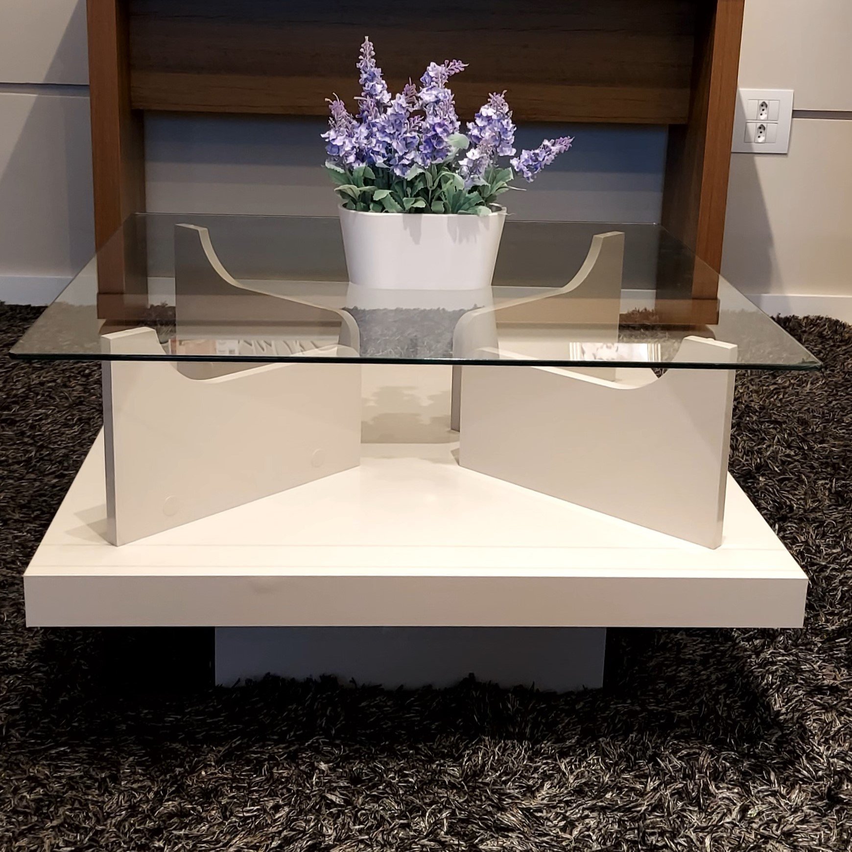 Mesa de Centro Tampo em Vidro Base em Tamburato 50mm Clear - 18