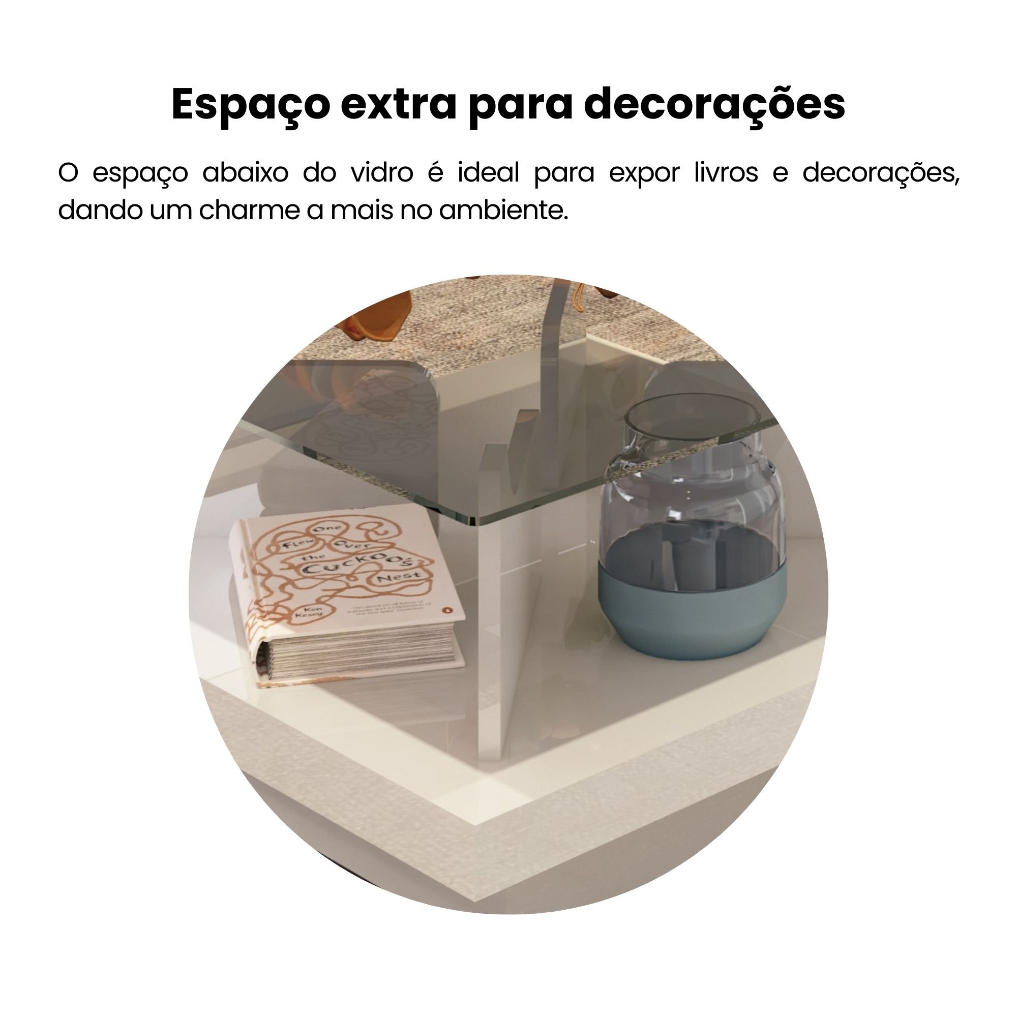 Mesa de Centro Tampo em Vidro Base em Tamburato 50mm Clear - 15