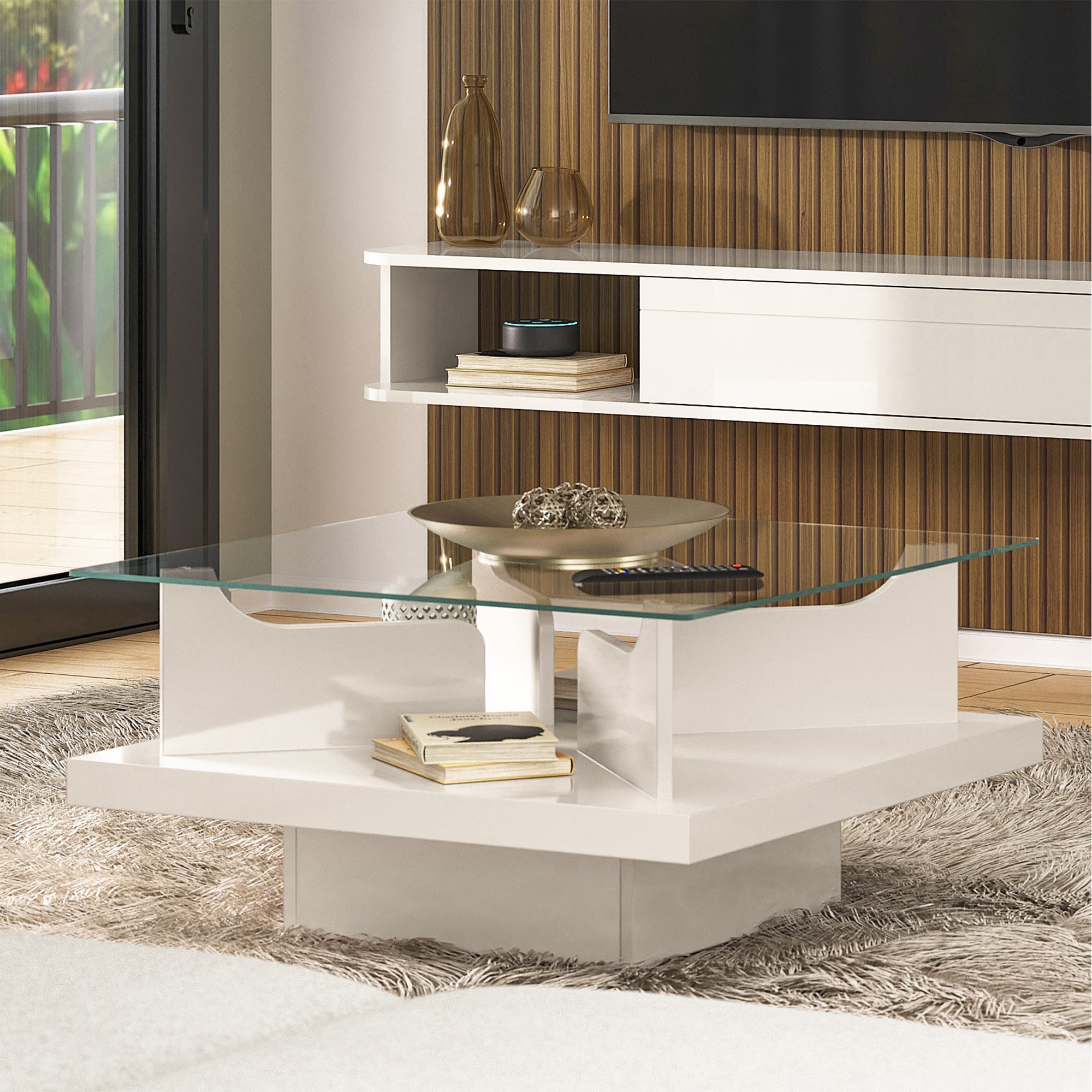 Mesa de Centro Tampo em Vidro Base em Tamburato 50mm Clear - 7