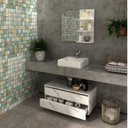 Ver imagem 1 de Gabinete Rodizio para Banheiro com Espelheira 80cm Branco/Marmorizado