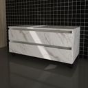 Ver imagem 5 de Gabinete Rodizio para Banheiro com Espelheira 80cm Branco/Marmorizado