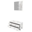 Ver imagem 3 de Gabinete Rodizio para Banheiro com Espelheira 80cm Branco/Marmorizado