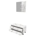 Ver imagem 3 de Gabinete Rodizio para Banheiro com Espelheira 80cm Branco/Marmorizado