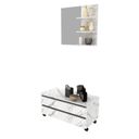Ver imagem 4 de Gabinete Rodizio para Banheiro com Espelheira 80cm Branco/Marmorizado