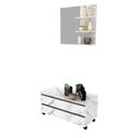 Ver imagem 4 de Gabinete Rodizio para Banheiro com Espelheira 80cm Branco/Marmorizado