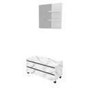 Ver imagem 2 de Gabinete Rodizio para Banheiro com Espelheira 80cm Branco/Marmorizado