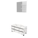 Ver imagem 2 de Gabinete Rodizio para Banheiro com Espelheira 80cm Branco/Marmorizado