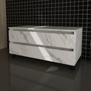 Ver imagem 5 de Gabinete Rodizio para Banheiro com Espelheira 80cm Branco/Marmorizado