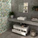 Ver imagem 1 de Gabinete Rodizio para Banheiro com Espelheira 80cm Branco/Marmorizado