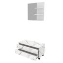 Ver imagem 3 de Gabinete Rodizio para Banheiro com Espelheira 80cm Branco/Marmorizado