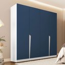 Ver imagem 1 de Guarda-roupa Casal Porto 4 Portas 4 Gavetas Branco/azul - Politorno