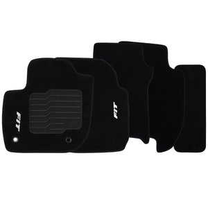 Jogo de Tapete Automotivo Carpete New Fit 2015 À 2018 Soft Logo Bordado Preto 5 Peças S/m Soft Preto