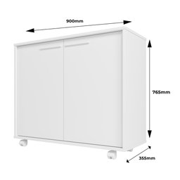 Balcão Multiuso 2 Portas 2 Prateleiras com Rodízios MDP 12mm - 3